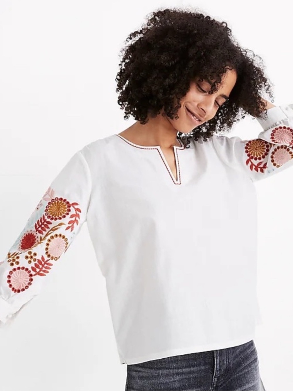 Madewell Embroidered Sleeve BohoTop Large